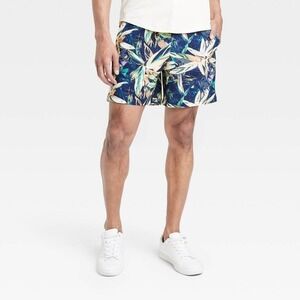 All in Motion Men's Hybrid Shorts 6", Navy Floral, Size M, NWT